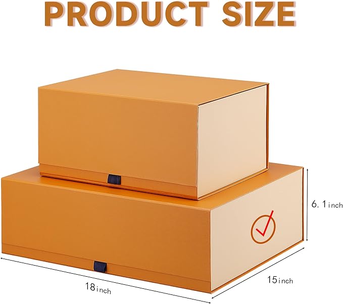 Rsgift 3 Pack Yellow Gift box,18x15x6.1 inch Packaging Gift Boxes with Lids for Valentines Day,Extra Large Gift Boxes for Presents Birthday Christmas,Thanksgiving Day