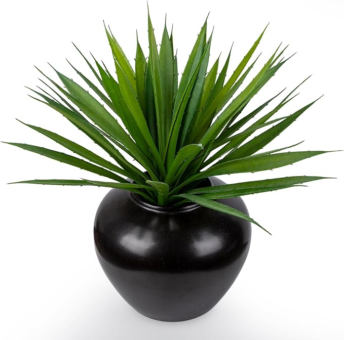17 Inch Green Artificial Agave Plant Faux Succulents Plants for Home Decor Office Table Centerpiece Indoor Outdoor Succulent Garden Porch Planter Decor (Green)