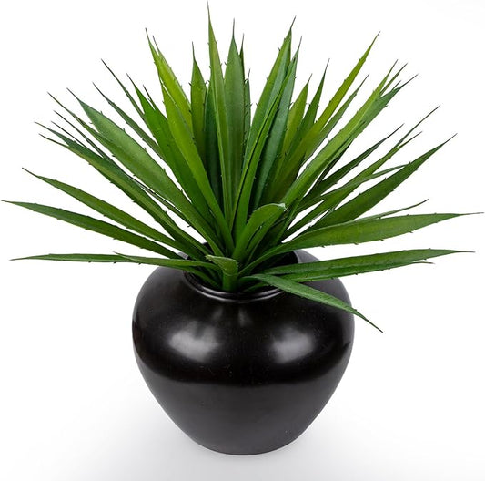 17 Inch Green Artificial Agave Plant Faux Succulents Plants for Home Decor Office Table Centerpiece Indoor Outdoor Succulent Garden Porch Planter Decor (Green)