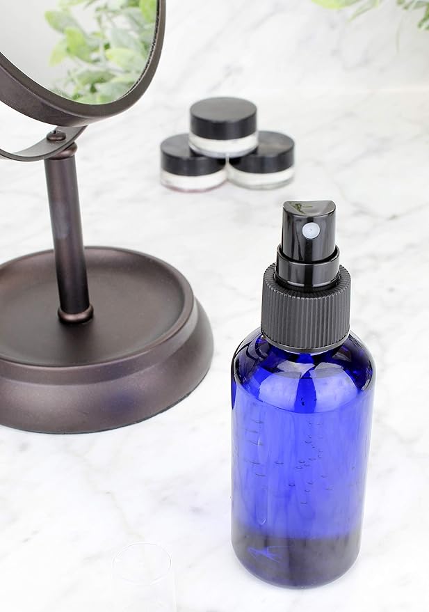 Cornucopia Brands 4oz Blue PLASTIC Fine Mist Spray Bottles (Pack of 12) BPA-Free Plastic Spritzer Bottles, Labels Included; PET #1 Plastic Bottles