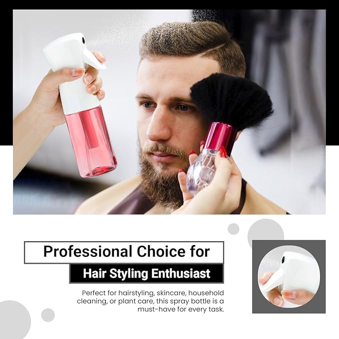 Continuous Mist Spray Bottle – Ultra Fine Mist for Hair Styling, Salon Use, and Versatile Applications – Ideal for Plants, Cleaning, and Travel – 5 oz Pink Octagon Shape Empty Bottle