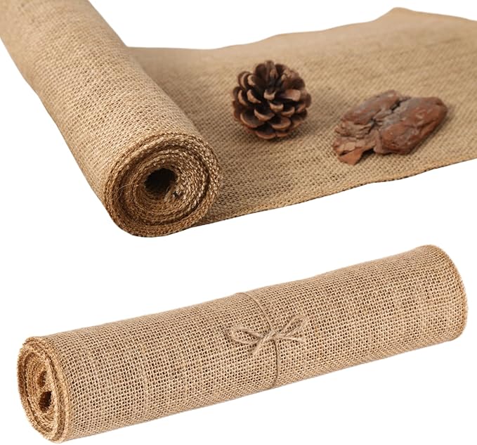 Burlap Table Runners - Natural and Eco-Friendly Versatile Premium Jute Fabric Rolls -12x108Inches(1 Roll) Decor for Weddings,Partie,Events and Home-Rustic Style Tablecloth-DIY Crafts