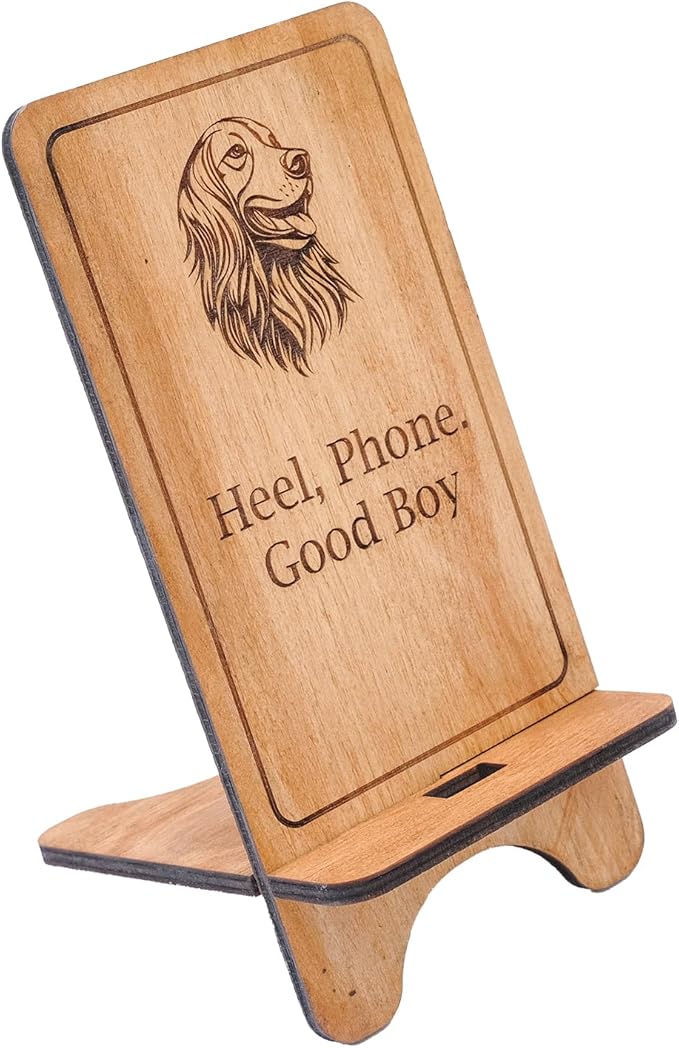 Design Your Own Phone Stand Personalized Wooden Holder Custom Pet Name Engraved Handmade Desk and Home Accessory Gift (Good boy)