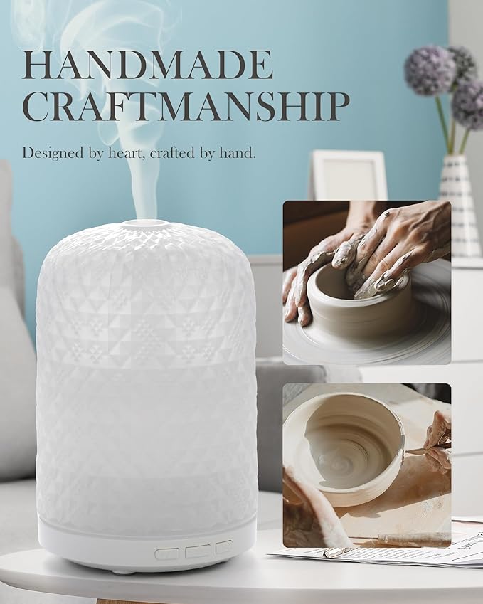 Essential Oil Diffuser – 2.4MHz Ultrasonic Aromatherapy Diffuser, Health Night Light, Timer & Auto Shut-Off, BPA-Free, 120ml Glass Oil Diffuser for Home, Office, Spa, Yoga