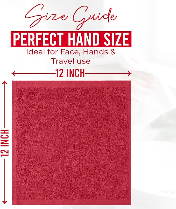 DAN RIVER 100% Cotton Christmas Gift Washcloths 24 Pack Premium Quality Face and Body Cloth, Quick Dry Essential Towels for Bathroom, Hand, Kitchen & Cleaning | 12X12 in | 400 GSM | Red & Green combo