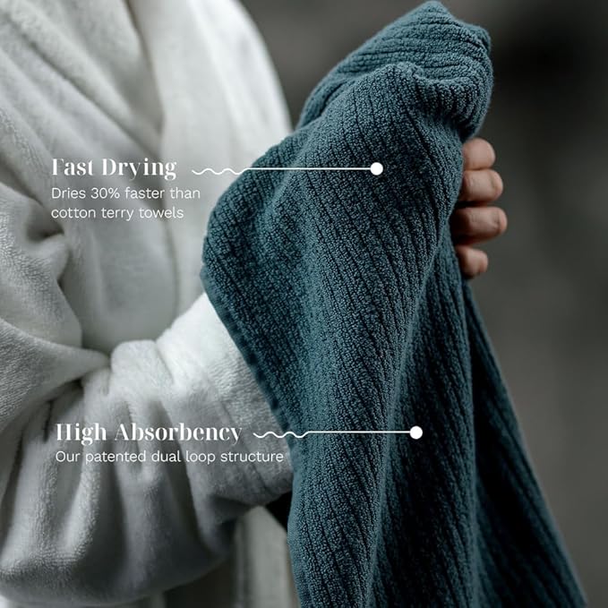 LUXOME Luxury Performance 6-Piece Bath Towel Set | Dual-Loop Design | Ultra Soft | Highly Absorbent | Quick Drying | Ocean