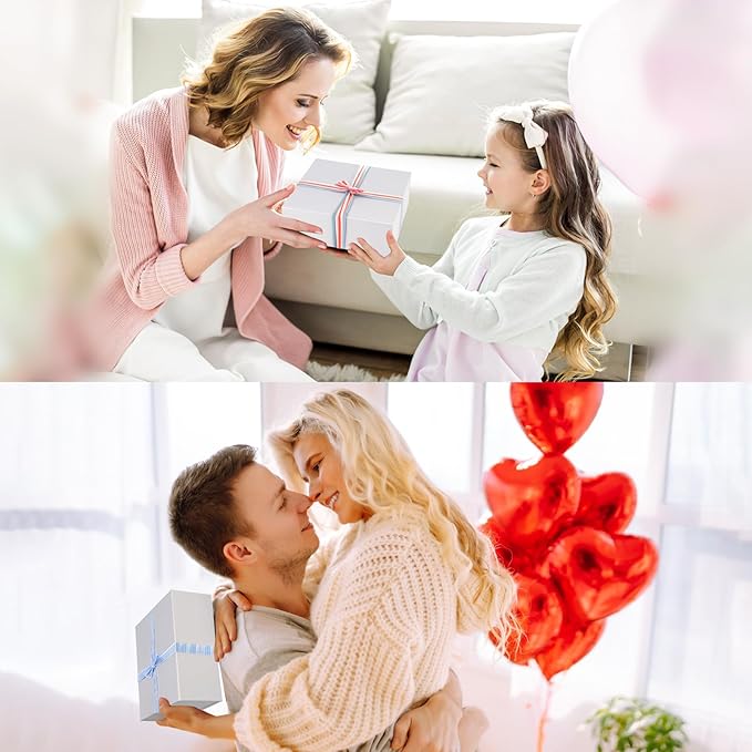 Ditwis 4 Pack 7.8x7x3.1 Inches Gift Boxes with Magnetic Closure Lids, White Magnetic Box for Wedding, Groomsmen Bridesmaid Proposal, Birthdays, Mother's Day