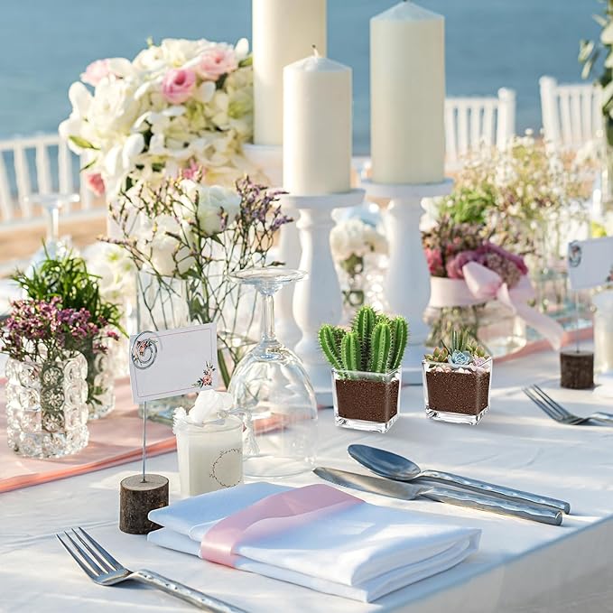 6 Pack 3 x 3 x 3 Inch Square Glass Vases, Clear Square Vases for Centerpiece, Cube Flower Vase for Candle Holder Events Wedding Party Home Decoration