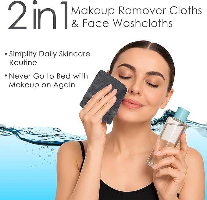 DAN RIVER 12-Pack Premium 100% Cotton Dark Gray Face Towels – Reusable Face Towel Set, Soft & Absorbent Small Wash Cloths for Bathroom & Body – Hand and Face Towels, 550 GSM (12x12 in)