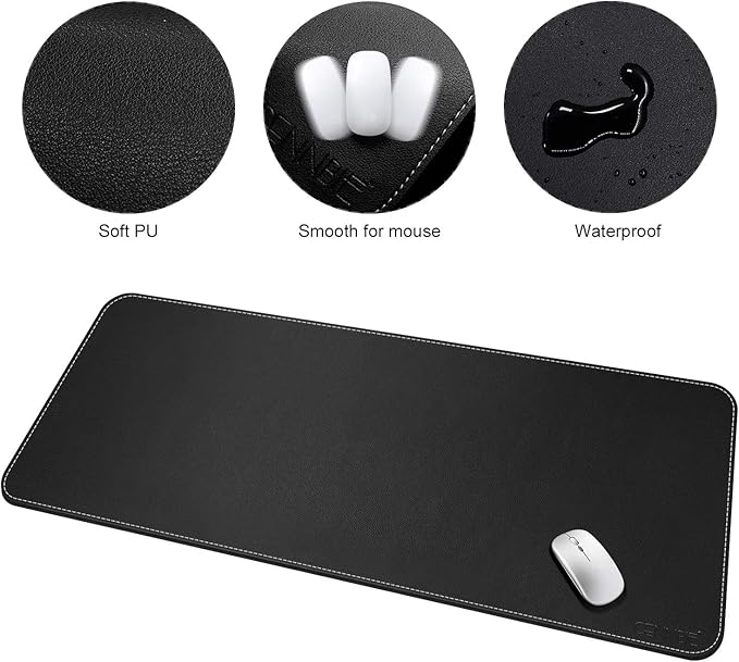 CENNBIE 59" x 27.5" Large Leather Desk Mat, Extended Mega Size Mouse Pad with Full Desk Coverage, Waterproof Office Desk Protector (Black)