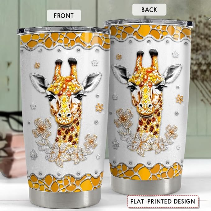 SANDJEST Giraffe Gifts for Women Girls Girrafe Tumbler 20oz Jewelry Drawings Stainless Steel Insulated Tumblers Coffee Travel Mug Cup Gift for Birthday Christmas
