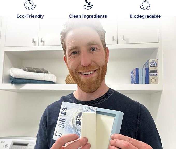 Eco Laundry Detergent Sheets, 30 Sheets (60 Loads), Unscented, Dissolvable, Vegan, Hypoallergenic, Plant Powered Laundry (1 Pack)