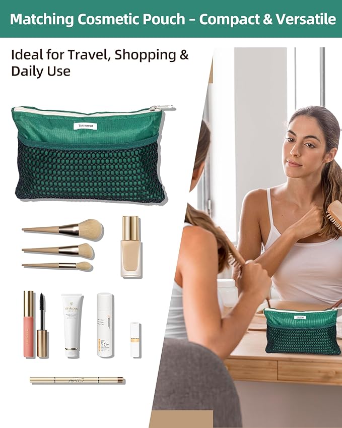 Mesh Beach Tote Bag Packable,2025 New 2-in-1 Large Lightweight Foldable Beach Bags with Multiple Pockets for Women