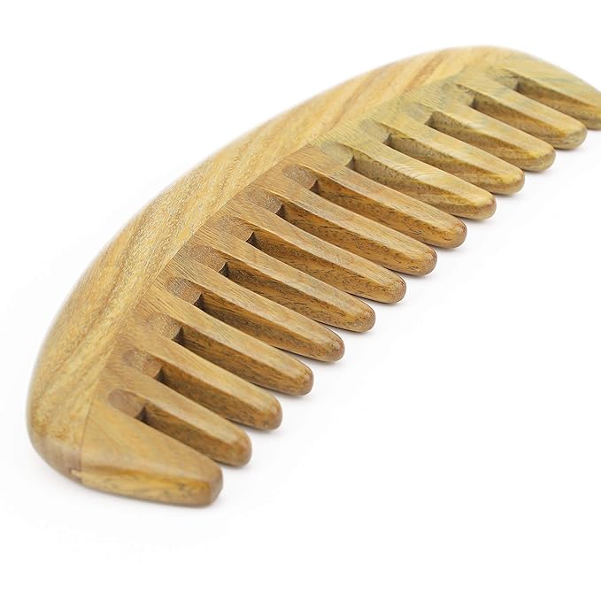 Onedor Handmade 100% Natural Green Sandalwood Hair Combs - Anti-Static Sandalwood Scent Natural Hair Detangler Wooden Comb (Oval Wide Tooth)
