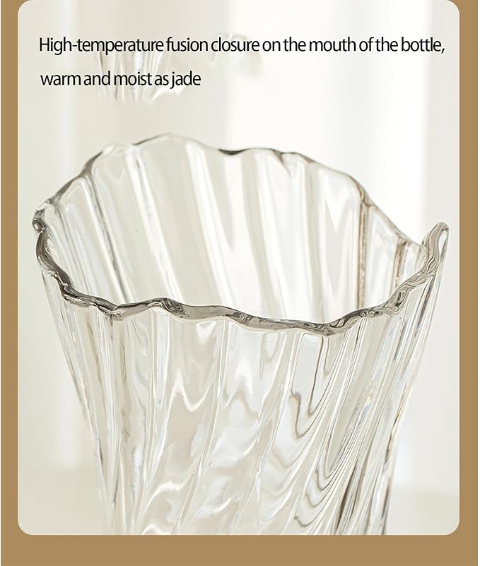 Creative Spiral Thickened Glass vase, Transparency up to 99%, Elegant Design, Durable, Suitable for Home Decoration, Wedding or Gifts, Desk Accessories, Small vases, Versatile and Stylish! (Large)