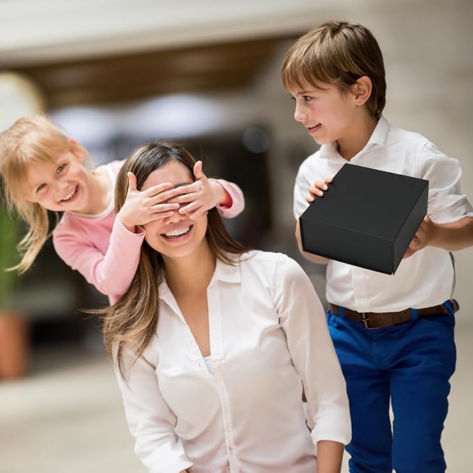 Ditwis 4 Pack 7.8x7x3.1 Inches Gift Boxes with Magnetic Closure Lids, Black Magnetic Box for Wedding, Groomsmen Bridesmaid Proposal, Birthdays, Mother's Day