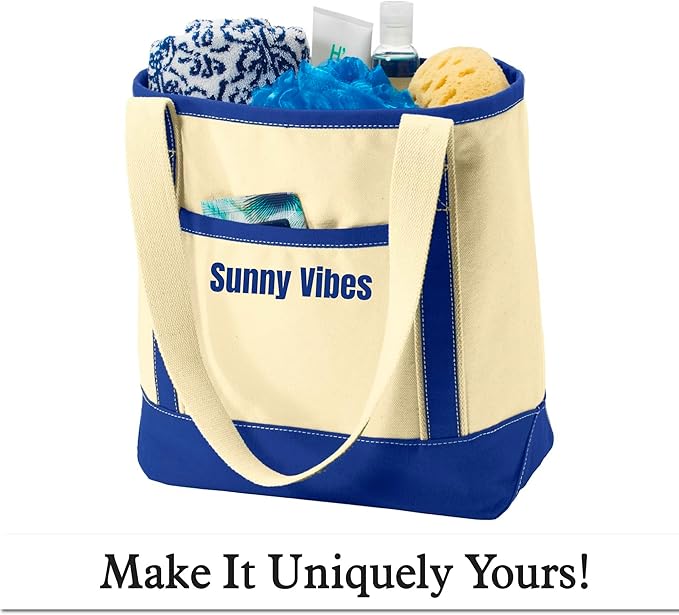 Custom Canvas Tote Bag – Personalized Name or Message – Medium Durable Cotton