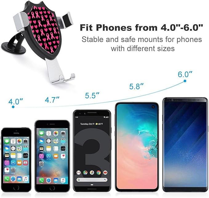 Men's Phone Holders Universal Hands Free Automobile Cell Phone Holder Pink Ribbon Breast Cancer Awareness Symbol Hearts