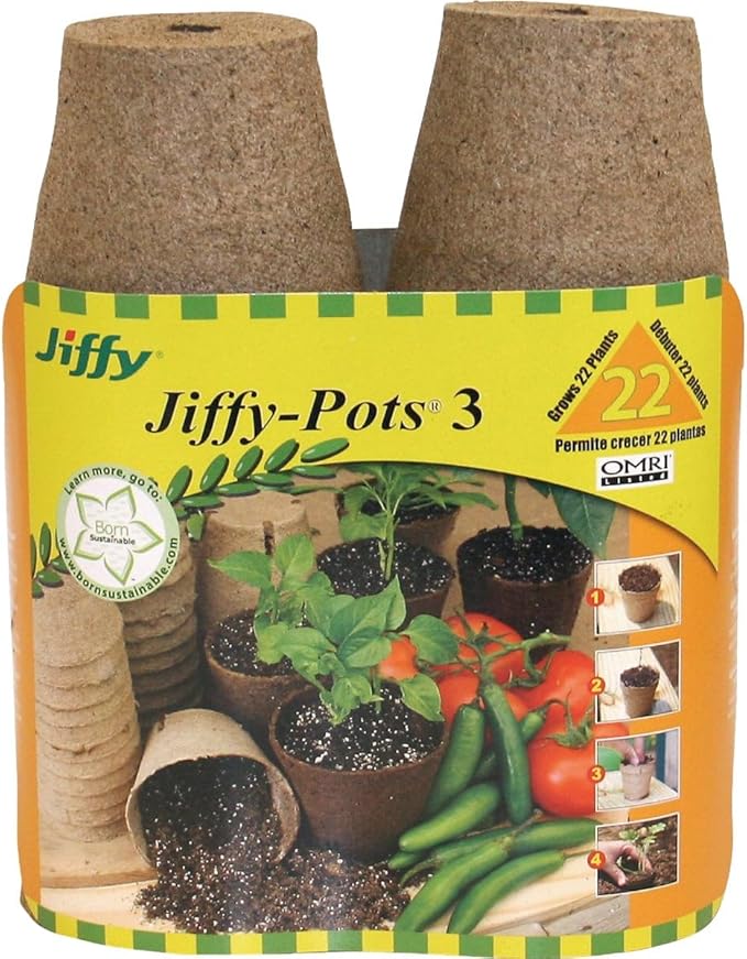 Jiffy Organic Seed Starting 3" Biodegradable Peat Pots (22 Pots)
