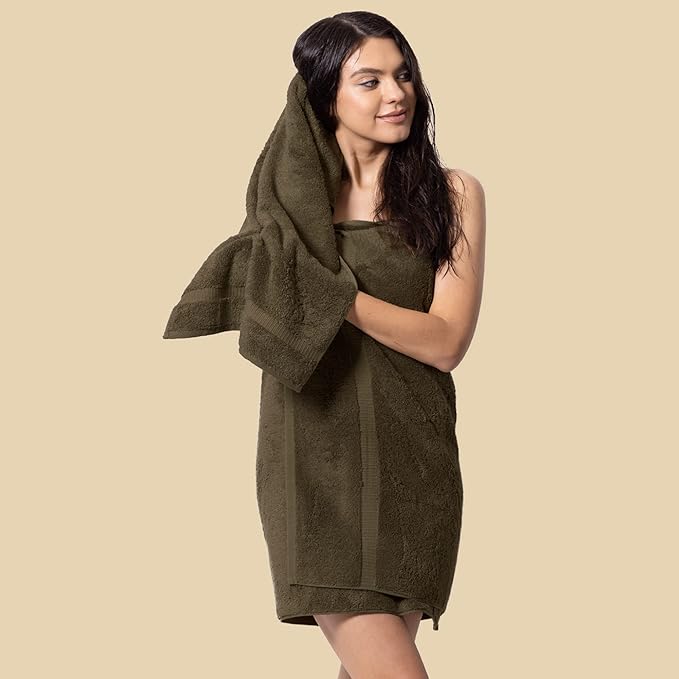 Chakir Turkish Linens 100% Cotton Premium Turkish Towels for Bathroom, 2 Large Bath Towels, 2 Hand Towels, 2 Washcloths (6-Piece Towel Set, Cocoa)