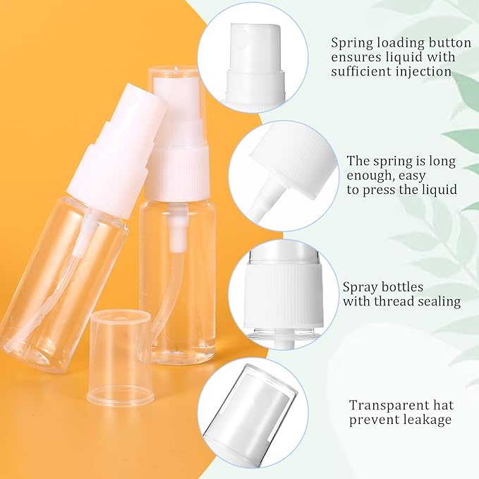 4Pcs Mini Spray Bottle, Travel Spray Bottle, Small Sprays Bottles, Clear Empty Mini Travels Plastic Bottled Fine Mist, Refillable Containers Perfume Travel Bottles for Essential Oils, Perfume