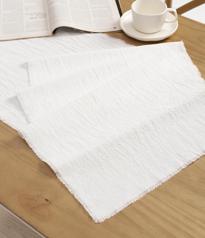 Vitalizart White Cotton Table Runner 14 x 72 Inches Long Pure Cotton Table Runner for Rustic Home Decorations Dining Room Wedding Decor Reception Bridal Shower Thanksgiving Christmas
