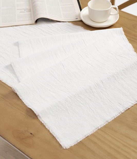 Vitalizart White Cotton Table Runner 14 x 72 Inches Long Pure Cotton Table Runner for Rustic Home Decorations Dining Room Wedding Decor Reception Bridal Shower Thanksgiving Christmas