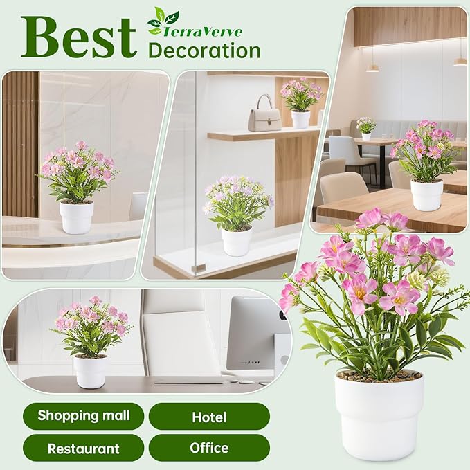 3-Piece Potted Artificial Freesia Flowers | Lifelike Indoor Plants for Home, Office, Bedroom, Bathroom Decor | Rustic Farmhouse Style Artificial Greenery