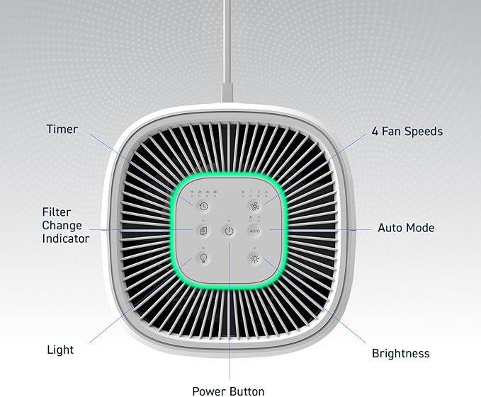 HATHASPACE HSE600 True HEPA Air Purifier for Home, Removes 99.9% of Dust, Smoke, Pet Dander, Odors, VOCs, Covers Up to 600 Sq. Ft, Quiet Air Cleaner with Smart Sensor for Bedroom & Large Rooms