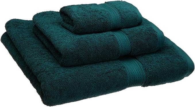 Buckingham Egyptian Cotton 3-Piece Towel Set, Washcloths, Hand Towels, Bath Towels, Teal