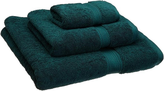 Buckingham Egyptian Cotton 3-Piece Towel Set, Washcloths, Hand Towels, Bath Towels, Teal