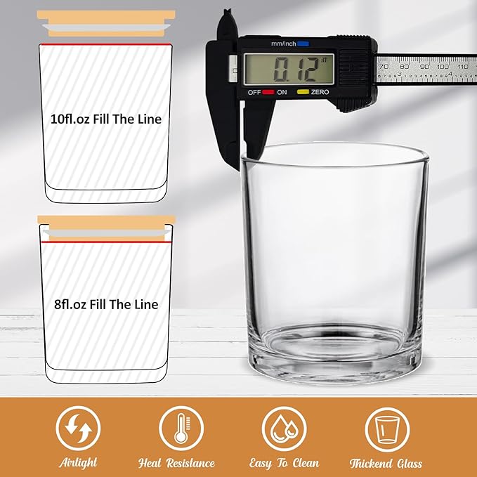 30 Pack Glass Candle Jars-10oz Clear Empty Candle Jars with Bamboo Lids, Bulk Candle Jars for Making Candles Containers - Dishwasher Safe