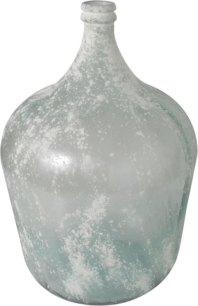 Deco 79 Recycled Glass Handmade Decorative Vase Frosted Spanish Bottle Centerpiece Vase, Flower Vase for Home Decoration 14" x 14" x 22", Clear