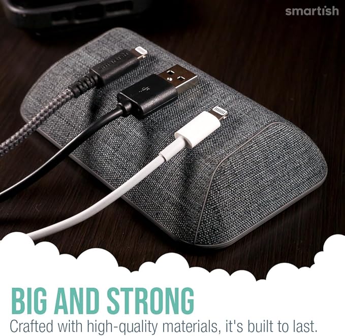 Smartish® Magnetic Cord Holder - Bigger Cable Wrangler Stocking Stuffer Organizer with Magnet Clips for Charger Management on Desktop, Nightstand - Holds 6+ Cables - No. 2 Pencil Gray