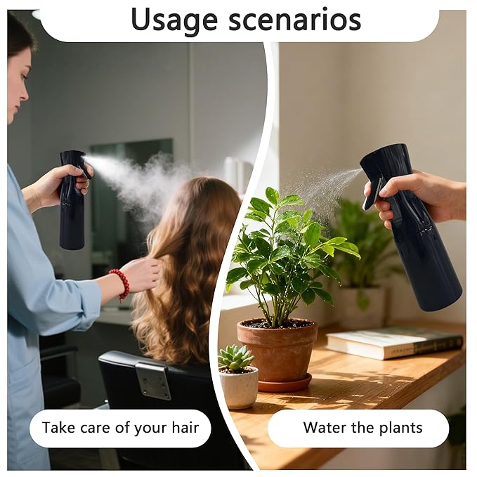 Spray Bottle for Hair Continuous Ultra Fine Mist (200ml) 360° Multi Spray Bottle for Plants, Cleaning, Skin Care Leakproof & Durable 1 Pack