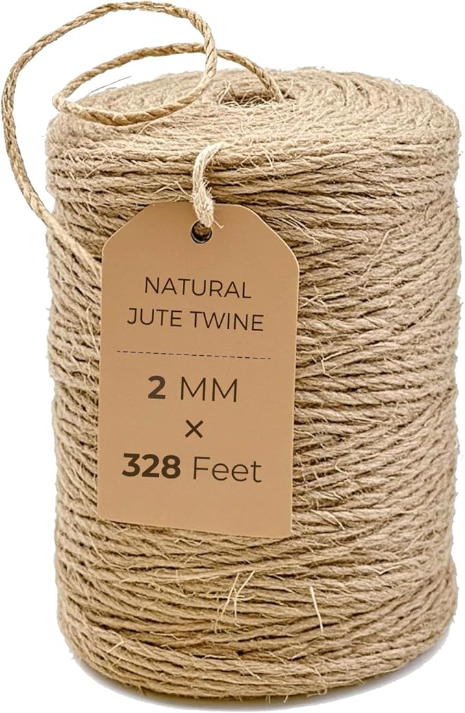 Garden Twine 3mm, 328 Feet Natural Jute Twine for Garden, Crafts, Gifts Wrapping, Packing and Home Decor