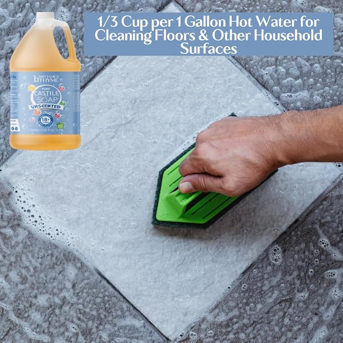 Brittanie's Pure Organic Castile Liquid Olive Oil Soap Refill, 1 Gallon Unscented | Face, Body Wash, All Purpose Cleaner, Dishes, Pets, Laundry | Vegan, Biodegradable, Made in USA