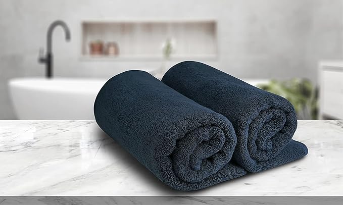 BIOLINEN Luxury 100% Cotton Bath Towels – Ultra Soft, Highly Absorbent, Quick-Dry – Premium Quality for Home, Spa & Hotel (Black, 30x60)
