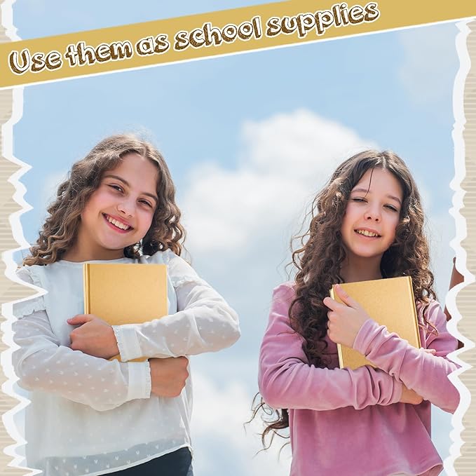 Henoyso 12 Pcs A5 Blank Notebooks Journals Bulk 100 Sheets/200 Pages Unlined Craft Notebooks Kraft Sketchbooks Hardcover for Writing Drawing for Gifts Students School Office, 8.3 x 5.7 in (Brown)