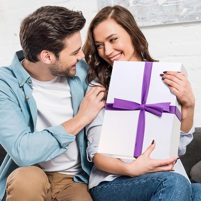 Ditwis 4 Pack 12x9x4 Inches Gift Boxes with Magnetic Closure Lids, White Magnetic Box for Wedding, Groomsmen Bridesmaid Proposal, Birthdays, Mother's Day