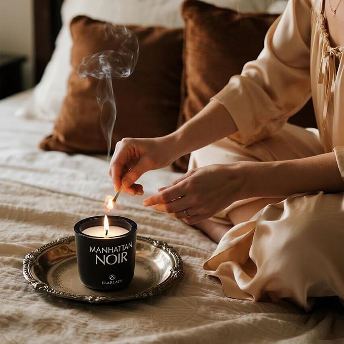 Elaralce Manhattan Noir Scented Candle | Luxury Soy Candles for Home | Gifts for Women | Fall Winter Room Decor