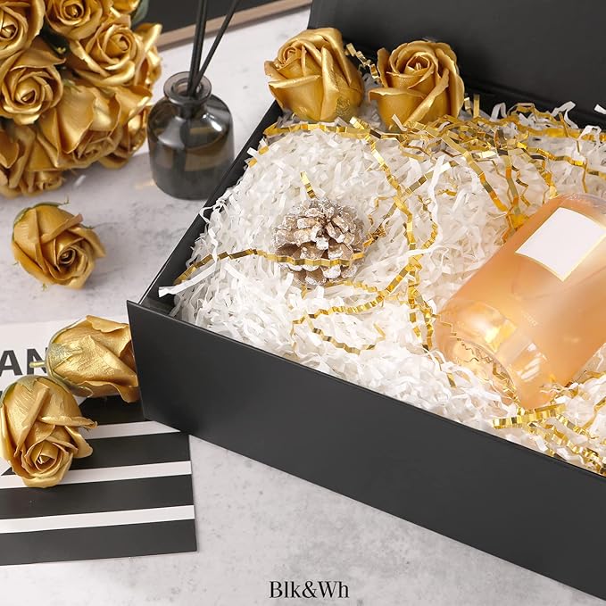 BLK&WH 6 Gift Boxes 10.5x7.7x3.8 Inches, Gift Boxes with Lids, Black Gift Boxes, Groomsmen Boxes, Collapsible Gift Boxes with Magnetic Lids (Matte Black)