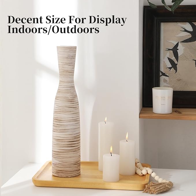 ALMA 13" Tall White Ceramic Vase for Table Centerpiece,Small Flower Vase for Roses,Thin Bowl Vase for Home Decor Living Room, Boho Bathroom,Beachy Room,Coatsal Bedroom,Modern Office Decor