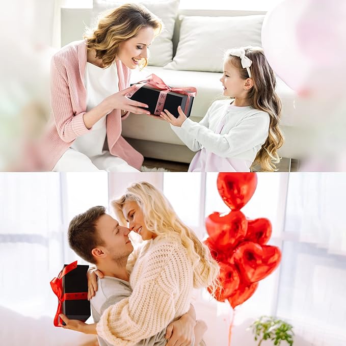 8x8x4 Inches Gift Box with Magnetic Closure Lid, Black Magnetic Box for Wedding, Groomsmen Bridesmaid Proposal, Birthdays, Mother's Day, 1 Pack