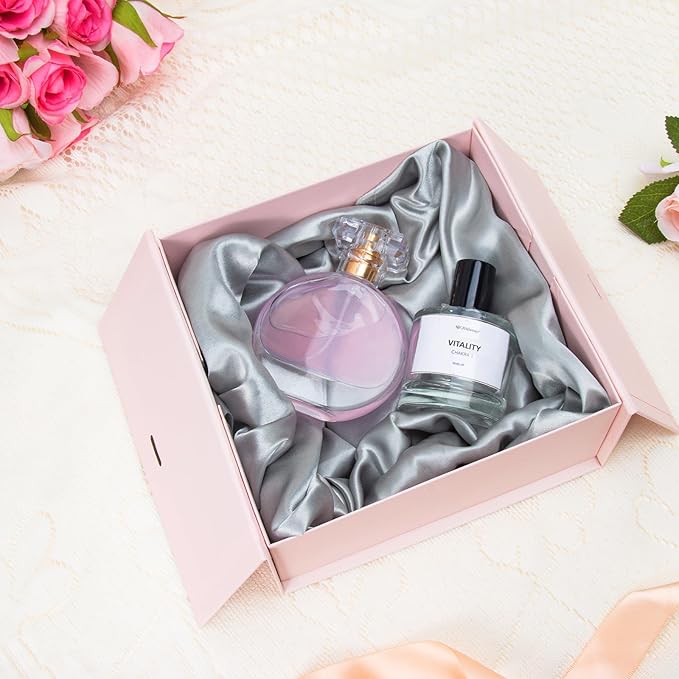 Gift Boxes with Lids, 9x9x3 Inch Pink Gift Box with Ribbon Card Fancy Gift Wrap Boxes for Anniversary, Bridesmaid Proposal, Bridal Showers, Weddings, Girlfriend, Valentine's Day