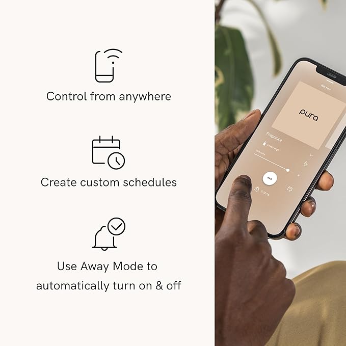 Pura - Smart Home Fragrance Device Starter Set - Pura 4 - Scent Diffuser for Home - Includes Fragrance Aroma Diffuser - Square Box, Parisian Cafe and Sugared Lemon Scent Refills