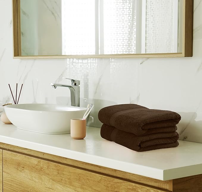 Utopia Towels 8-Piece Premium Towel Set, 2 Bath Towels, 2 Hand Towels, and 4 Wash Cloths, 600 GSM 100% Ring Spun Cotton Highly Absorbent Towels for Bathroom, Gym, Hotel, and Spa (Brown)