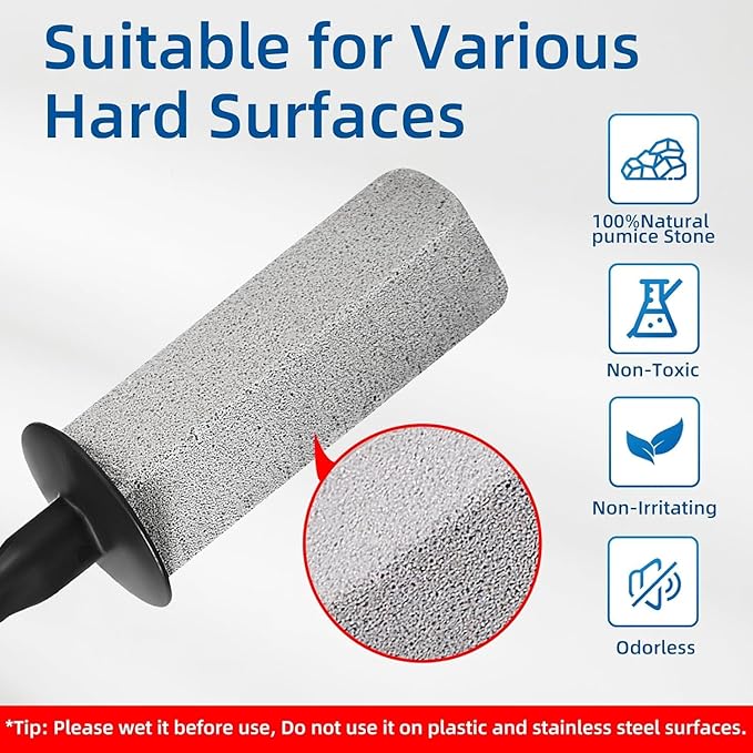 Toilet Pumice Stone for Cleaning, Toilet Bowl Pumice Stone, Extra Long Handle Toilet Bowl Cleaners for Removing Hard Stain Lime. Ideal for Toilet Bathroom Sink Grill Pool(2 Pack Black)