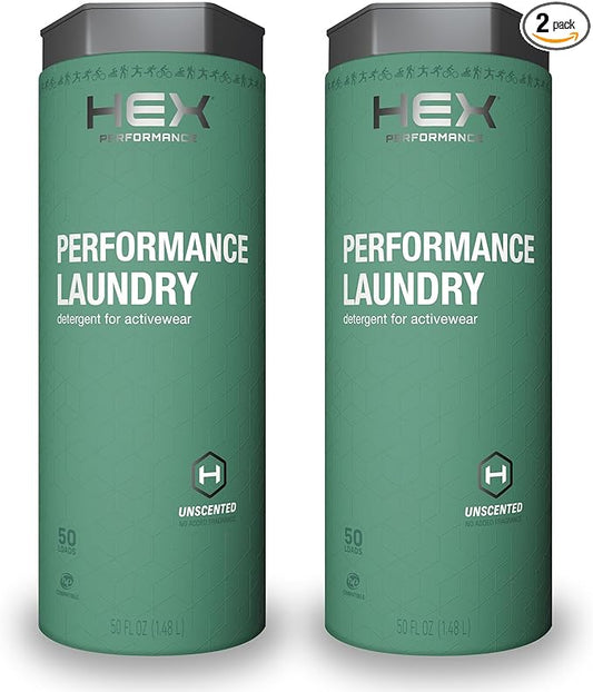 HEX Performance Laundry Detergent, Unscented, 100 Loads (Pack of 2) - Designed for Activewear, Eco-Friendly, Concentrated Formula