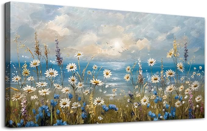 Canvas Wall Art for Living Room Wall Decor for Bedroom Office Modern Hotel Wall Decorations White Flower Landscape Paintings Farmhouse Pictures Artwork Room Aesthetic Home Decor 40x20